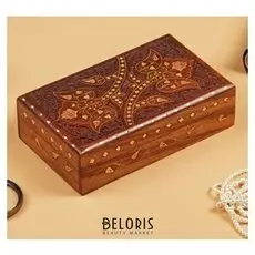 Шкатулка резная с инкрустацией цветов "Тюльпан" дерево 5,7х14,5х25 см