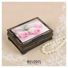 Шкатулка «Розовые розы», 8×10 см, лаковая миниатюра