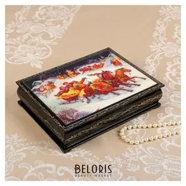 Шкатулка «Русские гуляния», 17×22 см, лаковая миниатюра