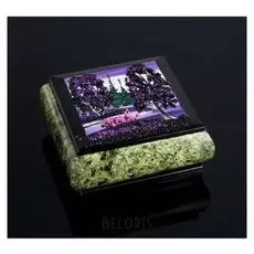 Шкатулка с пейзажем "Ночь", каменная крошка, змеевик