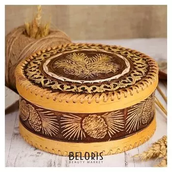 Шкатулка «Шишки», 18,5×18,5×8 см, береста