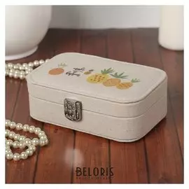 Шкатулка текстиль для украшений "Ананасы" 5х15х10 см