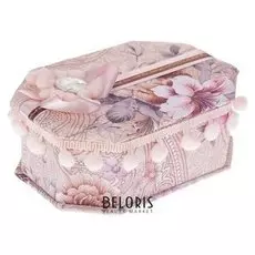 Шкатулка ткань для украшений "Многогранник с помпонами" 6,5х17х12 см