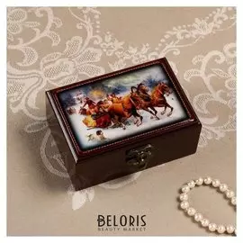 Шкатулка «Тройка коричневая», 13х9 см, без делений