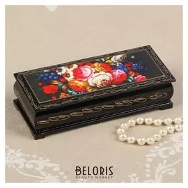 Шкатулка «Жостово», 14×6 см, лаковая миниатюра