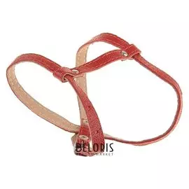Шлейка кожаная двухслойная, регулируемая многоразмерная, 75 х 1,2 см, красная
