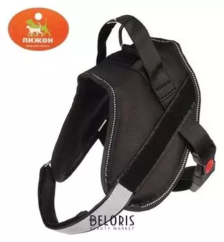 Шлейка мягкая, светоотражающая на шее, размер S, ОШ 42±8 см (Липучка), ОГ 43-54 см, чёрная