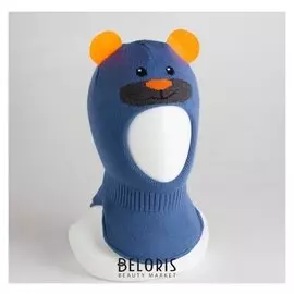 Шлем-капор для мальчика, цвет джинс, размер 44-46