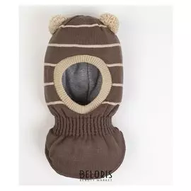 Шлем-капор для мальчика, цвет коричневый, размер 44-46