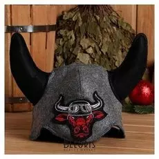 Шлем викинга "Бык-байкер", фетр искус.