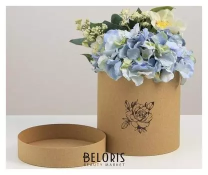 Шляпная коробка из крафта «Цветок», 15 х 15 см