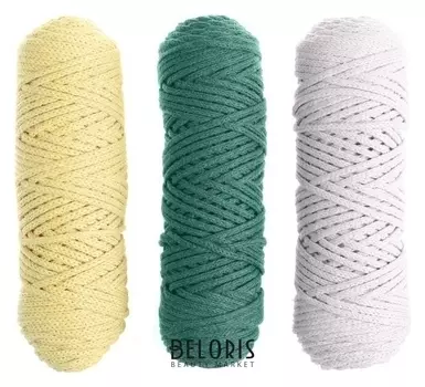 Шнур для вязания, 3 мм, хлопок 100 %, набор 3 шт. (Комплект 10)