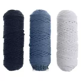Шнур для вязания 3мм 100% хлопок, 50м/85гр, набор 3шт (Комплект 7)