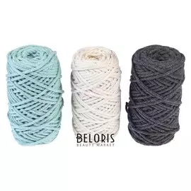 Шнур для вязания 3мм 100% хлопок, 50м/85гр, набор 3шт (Комплект 2)