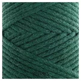 Шнур для вязания без сердечника 100% хлопок, ширина 2мм 100м/95гр (2121 т. зеленый)