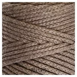 Шнур для вязания без сердечника 100% хлопок, ширина 3мм 100м/250гр (2115 серо-коричневый)