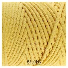 Шнур для вязания без сердечника 100% хлопок, ширина 3мм 100м/250гр (2131 желтый)