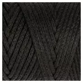 Шнур для вязания без сердечника 100% хлопок, ширина 3мм 100м/250гр (2105 черный)