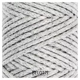 Шнур для вязания без сердечника 100% хлопок, ширина 2мм 100м/95гр (2203 св. серый)