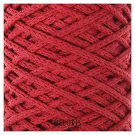 Шнур для вязания без сердечника 100% хлопок, ширина 3мм 100м/250гр (2172 бордовый)