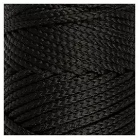 Шнур для вязания без сердечника 100% полиэфир, ширина 3мм 100м/210гр, (170 черный)