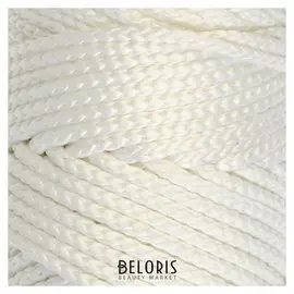 Шнур для вязания без сердечника 100% полиэфир, ширина 3мм 100м/210гр, (171 белый)