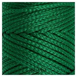 Шнур для вязания без сердечника 100% полиэфир, ширина 3мм 100м/210гр, (49 т. зеленый)