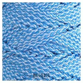 Шнур для вязания с сердечником 100% полиэфир, ширина 5 мм 100м/550гр (Меланж синий)