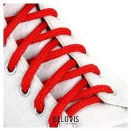 Шнурки для обуви, пара, круглые, 5 мм, 90 см, цвет красный