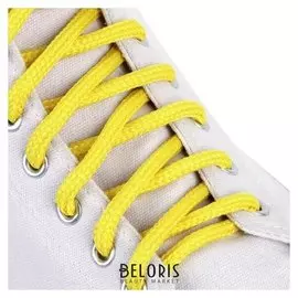 Шнурки для обуви, пара, круглые, 5 мм, 90 см, цвет жёлтый