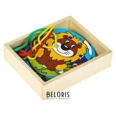 Шнуровка в коробке "Веселые джунгли", 4 шт.