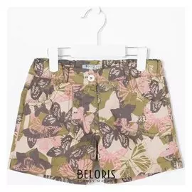 Шорты для девочки, цвет коралл, принт камуфляж, рост 122 см (7 лет)