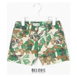 Шорты для девочки, цвет зелёный, принт камуфляж, рост 116 см (6 лет)