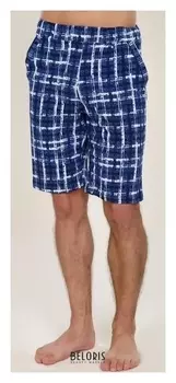 Шорты мужские, цвет синий/клетка, размер 48