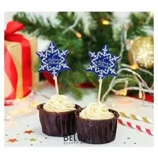 Шпажки «С новым годом!», снежинка, набор 12 шт.