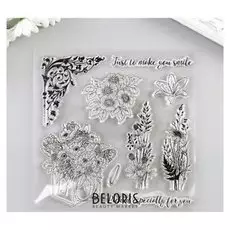 Штамп для творчества силикон "Букеты из полевых цветов" 15х15 см