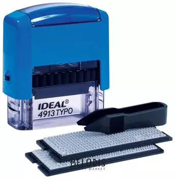 Штамп самонаборный 5-строчный, размер оттиска 58х22 мм, синий без рамки, Trodat Ideal 4913 P2, кассы