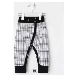 Штанишки детские, цвет чёрный/клетка, рост 68 см