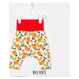 Штанишки детские, цвет оранжевый/лисички, рост 62-68 см