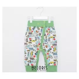 Штанишки детские, цвет зелёный/машинки, рост 74 см