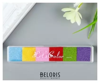 Штемпельная подушка "Цветная" (Набор 6 цветов) 12,4х2,4 см