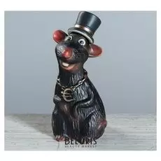 Штоф "Крыса №2 с цилиндром" чёрный