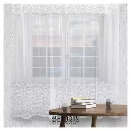 Штора кухонная р.е209 на шторной ленте в175*ш370 см, белый, пэ 100%