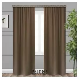 Штора портьерная "Матовый" блэкаут 135х260 см - 2 шт, коричневый, пэ 100%