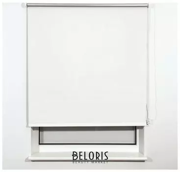 Штора рулонная светонепроницаемая (Блэкаут) Brabix 140х175 см, белый/серебро