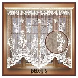 Штора тюль 255х160 см, белый, 100% п/э, шторная лента