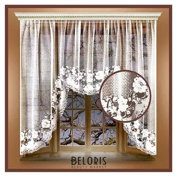 Штора тюль 285х160 см, белый, 100% п/э, шторная лента