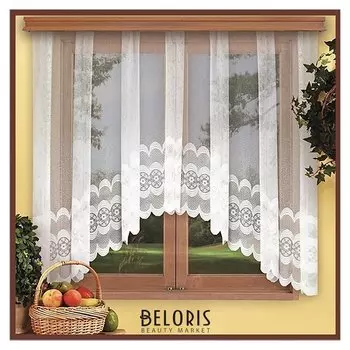 Штора тюль 420х165 см, белый, 100% п/э, шторная лента