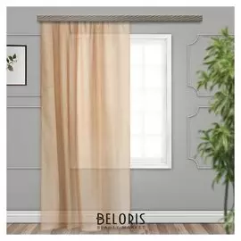 Штора тюль лен 200х275 см, какао, пэ 100%