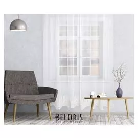 Штора тюль с вышивкой 121594 V 4211 (Шторная лента) 300х280 см, кремовый, пэ 100%